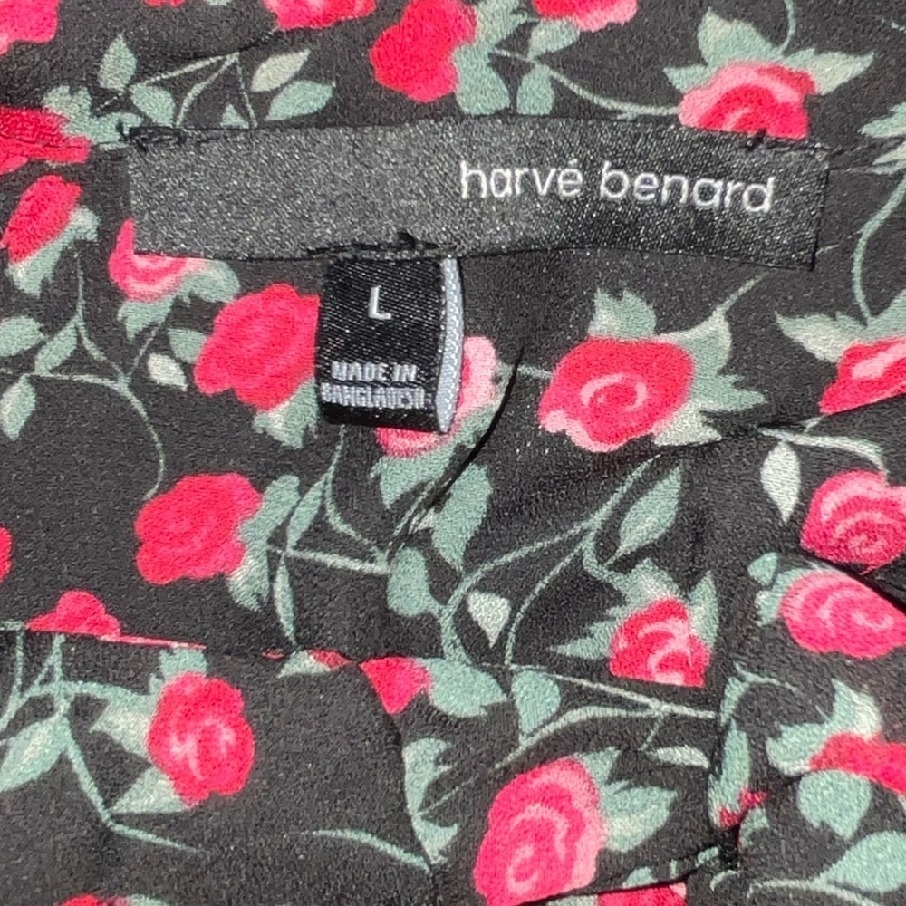 Harvé Benard Black Blouse with Tiny Red Roses! 🌹Large - Picture 4 of 5